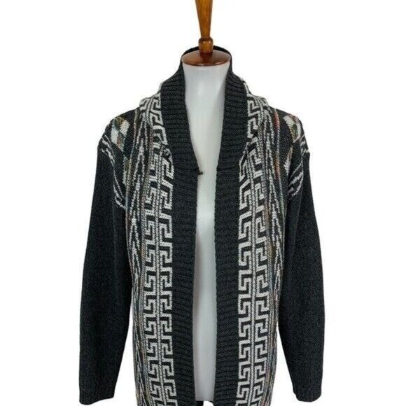 On Blue Cardigan Medium Gray Hooded Knit Cozy Lounge Fall Layering Casual - Picture 2 of 7